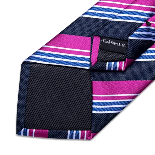 Image of DiBanGu Striped Tie Set for Men Silk Woven Plaid Necktie and Pocket Square Cufflinks Business Wedding