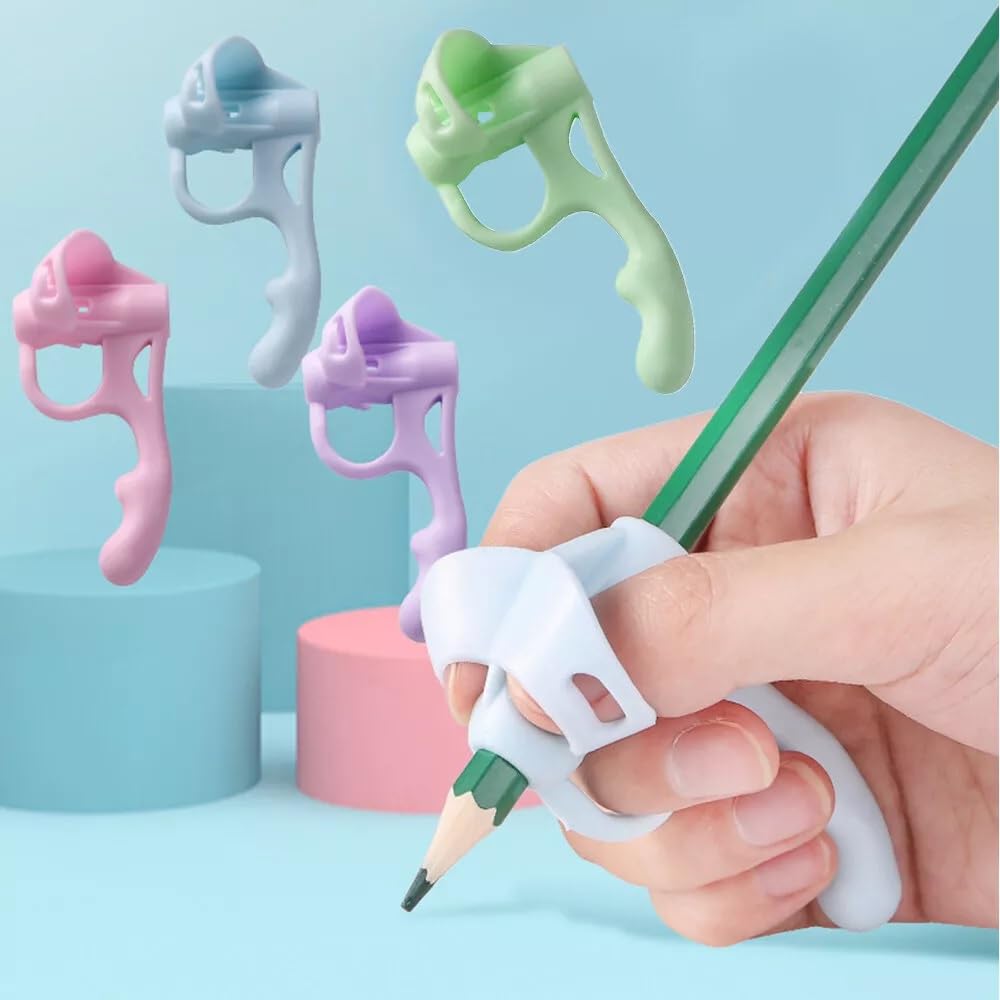 9UP® 5Pcs Pencil Gripper For Kids | 5 Finger Hand Writing Pencil Holder For Adult | Silicone Pen Gripper For Children | Kids Writing Assistant (Multicolor)