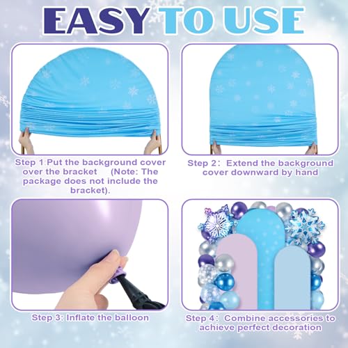Foilswirl 34 Pcs Winter Party Wonderland Decorations 4ft 5ft 6ft Snowflake Arch Backdrop Covers Wonderland Spandex Arch Backdrop Blue Purple Balloon for Winter Birthday Princess Themed Party Decor by Foilswirl - Image 4