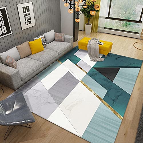 Tapis chambre bebe garcon géométrique moderne gris or vert 40x60 - 2