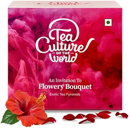 Flowery Bouquet Tea | Hibiscus Tea Bags | Calming Hibiscus & Fragrant Rose | Made with 100% Whole Leaf | Brew Hot or Cold, 16 count
