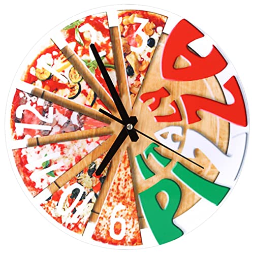 ABOOFAN Wanduhr, Pizza, modern, leise, für Dekoration von Küche und Wohnzimmer, ideal für die Dekoration von Küche und Wohnzimmer
