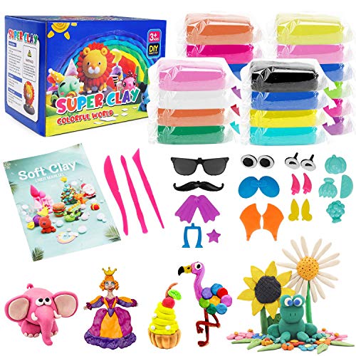 sdaymol Air Dry Clay, 36 Colors Modeling Clay for Kids,Ultra Light Magic Clay with Clay Tools & Tutorial Book,Kids Gifts Art Set for Boys Girls
