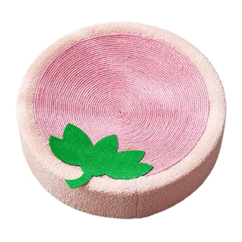 Loigohon 猫爪とぎベッド 丸型40cm 厚手素材 ? サイザルロープ使用 滑り止めベース 耐摩耗 爪傷防止 壁保護 室内猫用遊び休息家具 (いちご)