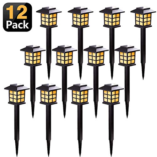 KANYEE 12 Pack Solare retrò Lanterna Sentiero Luci per Sentieri Esterni Giardino Terrazza Cortile Passerella Viale Paesaggio Illuminazione Sentiero Luci, Bianca Calda
