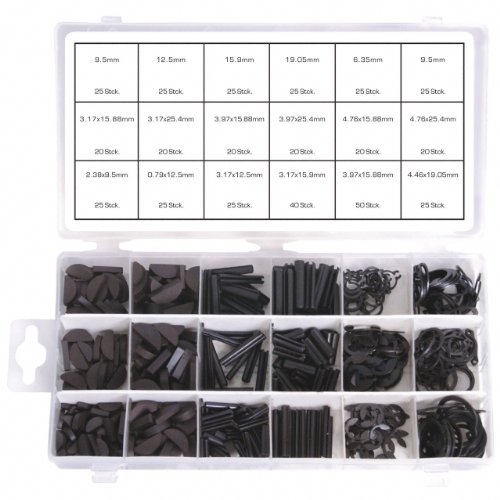 460 Federkeile-Sortiment Hohlsplinte-Sortiment E-Clips-Sortimetn Seegerring Sprengring-Sortiment für Werkstatt oder Garage (im Aufbewahrungsbox/Sortimentsbox)