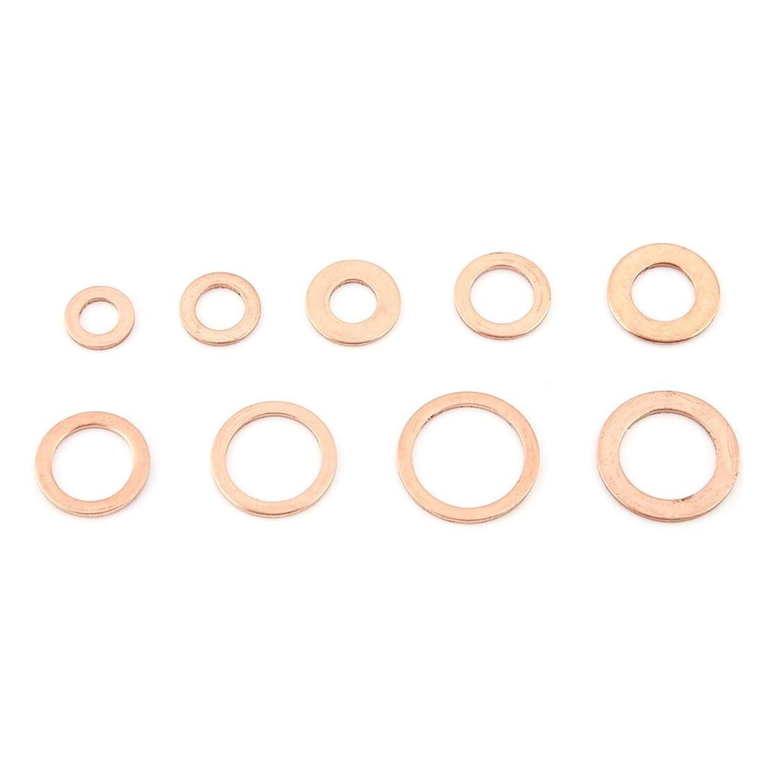 SSIMOO 200Pcs M5/M6/M8/M10/M12/M14 Copper Flat Washers Gaskets Flat Ring O-Ring Washers Oil Seal Fittings Seal Assortment Kit Fasteners Kindly