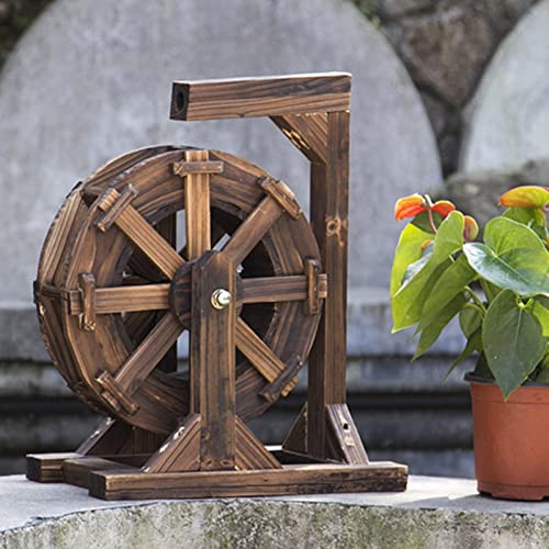 Fuente de rueda de agua de madera para jardín, interior y exterior, vintage, rústica, ornamental, fuente decorativa para estanque, patio, porche, patio trasero