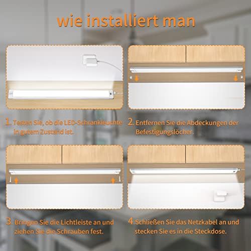 HAMLITE Under Cabinet Lights, 57cm Under Cabinet Counter Lights, Hand Wave Activated Closet Light, Dimmable, Five Color Modes(2700-6000K), LED Light Bar for Kitchen, Workbench, Shelf, Cupboard