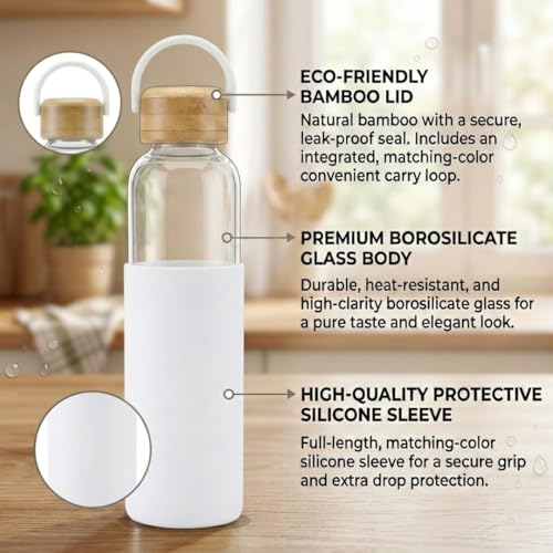 Image of Giftana Personalized Borosilicate Bottle 500ml with Handle - White