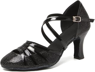 SCOOVY Women's Latin Dance Shoes Closed Toe Ballroom Tango Salsa Dance Pratice Shoes adult plus size dancing shoes