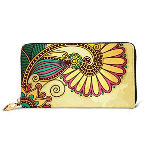 Preisvergleich Produktbild JHGFG Mode Handtasche Reißverschluss Brieftasche Blumendesign auf Grunge Hintergrund Telefon Kupplung Geldbörse Abendkupplung Blockieren Leder Brieftasche Multi Card Organizer