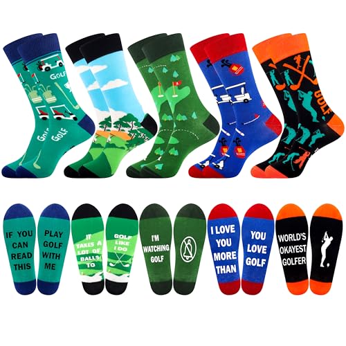 Moyel - Moyel 5 Pack Golf Gifts for Men Golf Socks Men Fun Funny Socks for Men Funky Novelty Socks for Men Golf Accessories for Men Dad Mens Gifts for Christmas - -22%