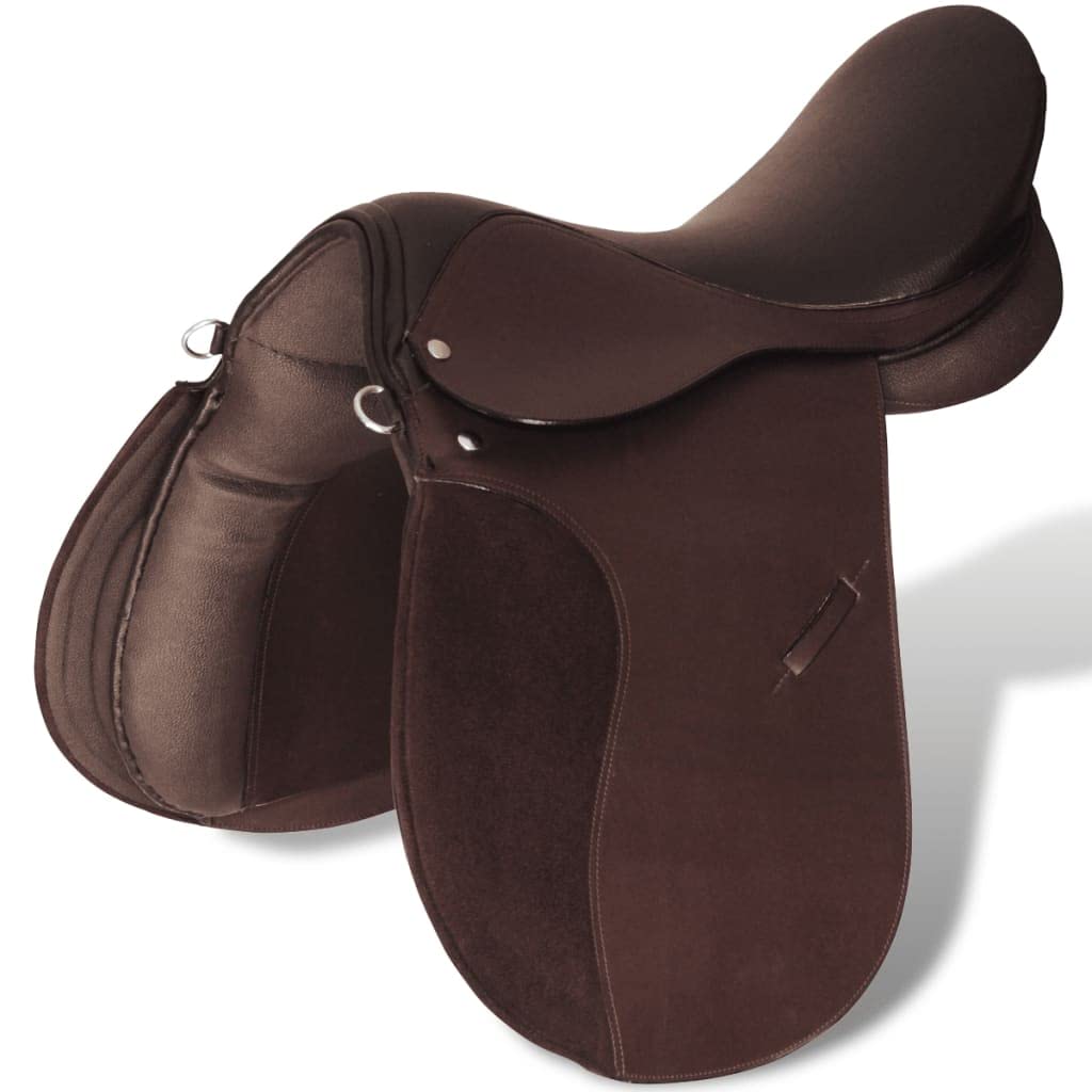 Equestrian - Outdoor Recreation - Juego de sillín de montar a caballo 44,5 cm de cuero real marrón 18 cm