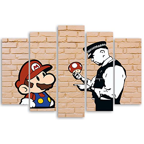 Feeby Quadro su Tela 200x100 cm Bansky Super Mario...