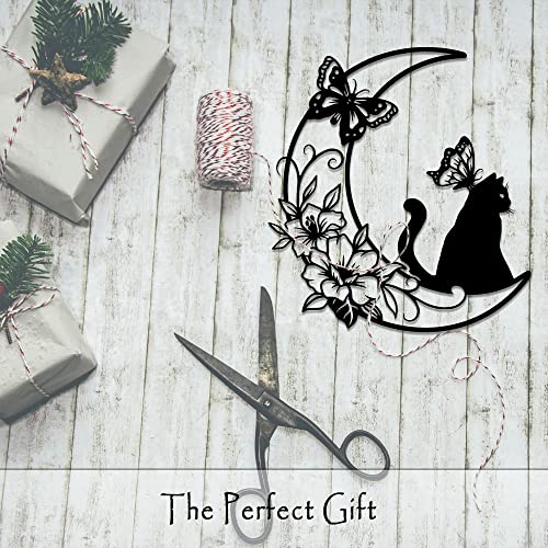 Black Cat And Moon Wall Art Witchy Room Decor Butterfly Wall Decormoon Decor Moon Flower Wall Art Moon Phase Wall Art Moon Decor For Bedroom And Bathroom Black Cat Wall Sculpture For Cats Lover #TOP5