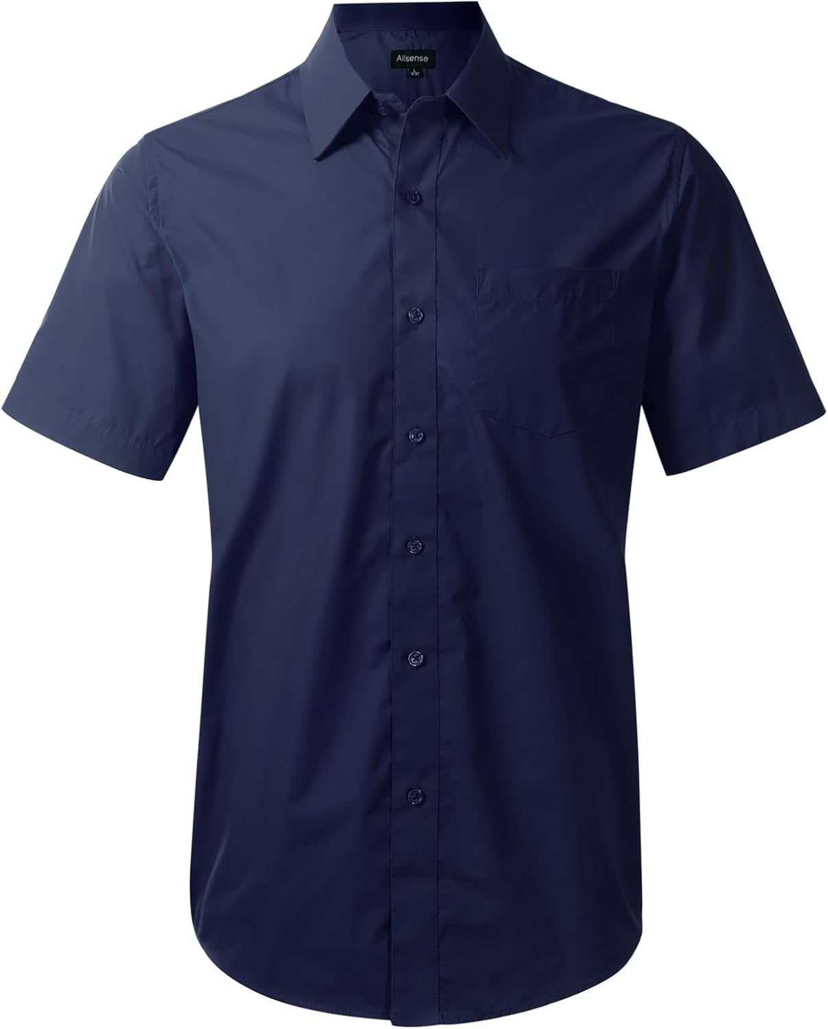 Allsense Men’s Dress Shirt Regular-Fit Short Sleeve Stretch Wrinkle-Resistant