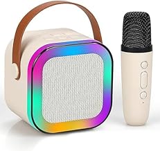 KYLEN Portable Bluetooth Karaoke Speaker with Colorful LED Lights – Wireless Mic System for Singing – Available with Single Mic or Dual Round Microphones
