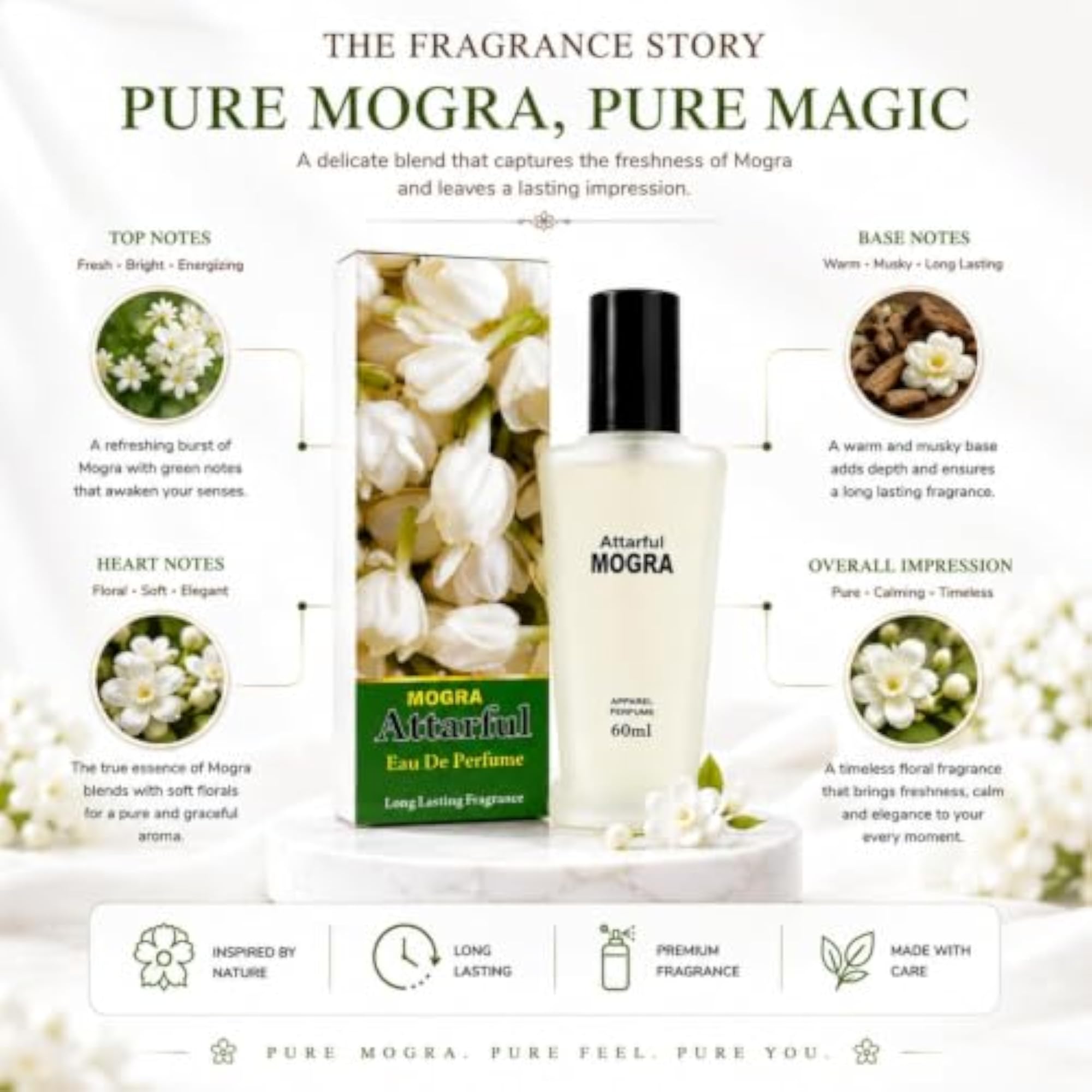 Mogra Eau De Perfume, 60ml for Men & Women