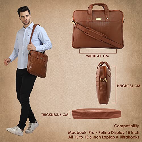 Image of Probus 13-Inch / 14 Inch / 15.6 Inch Vegan Leather Laptop Messenger Bag Sleeve Case Cover for MacBook Office Executive