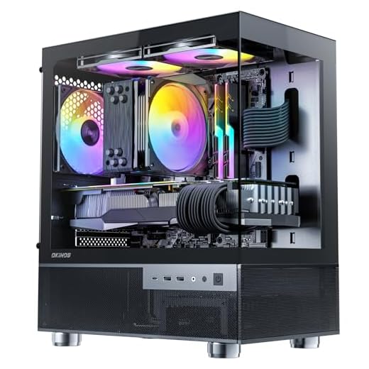 Okinos Aqua 3, Micro ATX Case, MATX PC Case with 3 X 120mm 3-Pin ARGB Fan Pre-Installed, Panoramic View Tempered Glass Front & Side Panel, with Type C Port, Black