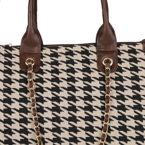 MINI-WESST-Womens-Printed-Synthetic-Leather-Tote-Bag-for-Office-College-and-Party-Black