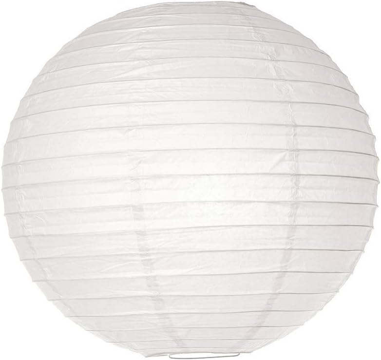 Luna Bazaar Paper Lantern (24-Inch, Parallel Style Ribbed, White) - Rice Paper Chinese/Japanese Hanging Decoration - for Home Decor, Parties, and Weddings