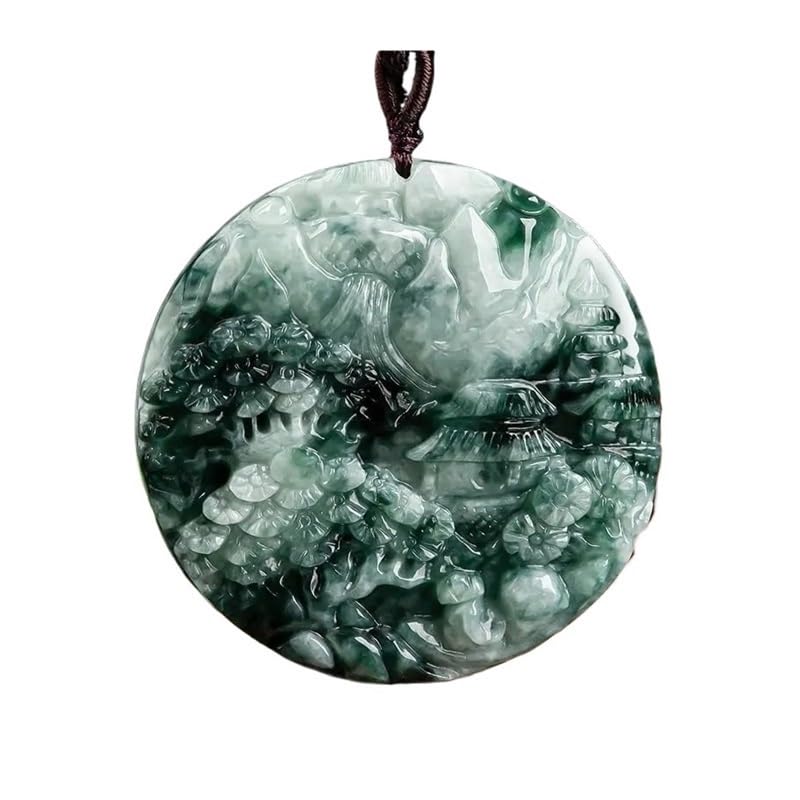 Pendentif Shanshui en jadéite verte, l'amulette paysage idéale pour un cadeau d'exception