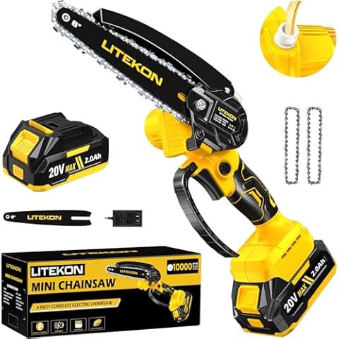 Cordless Mini Chainsaw Kit with 2000mAh Battery & Quick Charger & 2 Chains - 2025 Upgraded Best 6Inch Electric Chain Saw with Auto-Oil System, Brushles High Power Motor - Perfect for Gifts Cover
