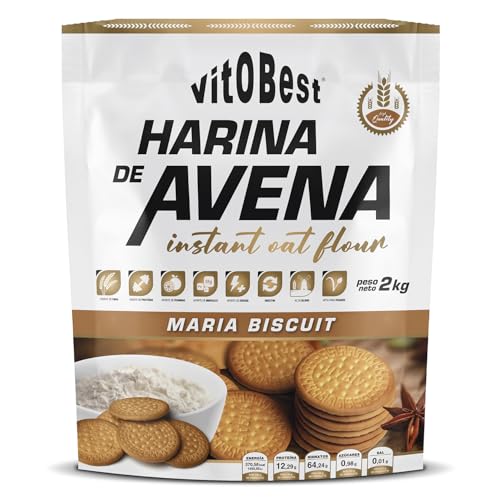 VITOBEST | Harina de Avena Cereales (Bolsa) | 100% integral rica en fibra soluble | Ideal para mantener una dieta sana y balanceada | Sabor Galleta María - 2 kg