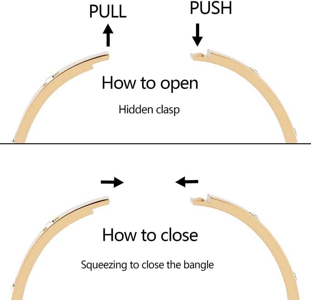 VQYSKO Love Friendship Bracelet Bangle Gold Rose Gold Silver with Cubic Zirconia Stones Stainless Steel Hinged Jewelry with Crystal Oval Bracelet Birthday Present for Her Women Teen Girls - Image 4