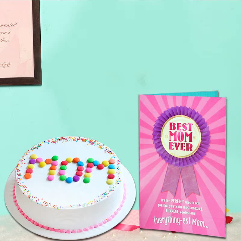FlowerAura Delicious Silky Smooth Fresh 500 Gram Chocolate Cake With Mom's Greeting Card Gift's For Mother's Day & Mom's Birthday (Same Day Delivery)-image-7