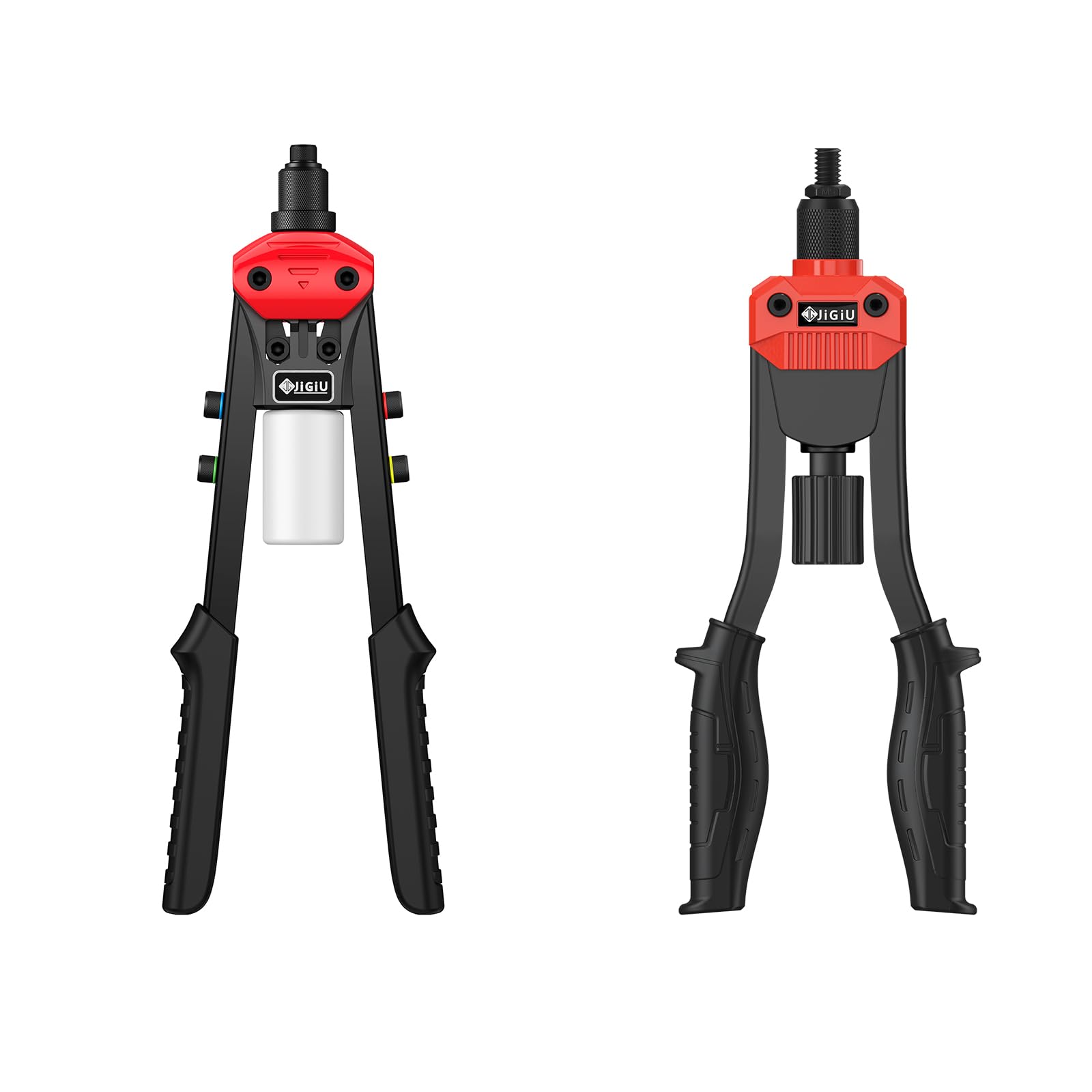 JiGiU Remachadora de Tuerca y Pistola de Remachador 2 en 1, Juego de Alicates para Remachar con M3 M4 M5 M6 M8 M10 M12 y 5 Cabezas Remachables 3.2 4.0 4.8 6.0 6.4mm