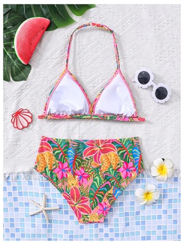 Girl's 2 Piece Swimsuits Tropical Triangle Bikini Hawaii High Waisted Bathing Suit Boho Beachwear2
