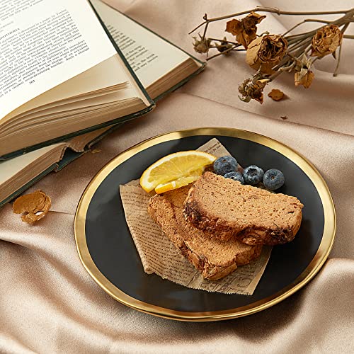 Pokini Matte Black Porcelain Dinnerware Set 12 Piece Service For 4, Dishes, Round Plates, Bowls, Golden Rim Dish Set For Home Decor #TOP4