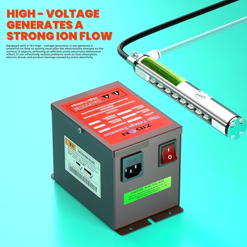 Image of 2X 7.87 inch Ionizing Air Bars Static Eliminator with 7KV High Voltage Generator, 110V Rapid Static Electricity Remover with Anti Static Ionizing Bars for Painting Printing Coating (No Air Compressor)