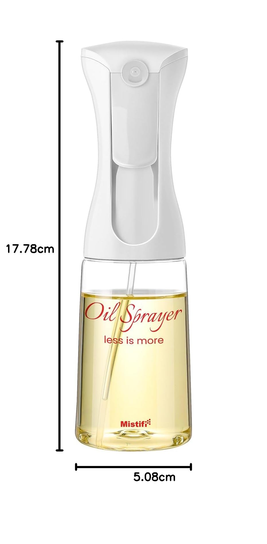 Mistifi Oliver - Pulverizador de aceite para cocinar, botella de spray de 6 onzas, dispensador de aceite recargable sin aerosol, Mister FS600 Less is More