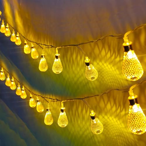 Image of Xenith 14 LEDs Drop Shaped LED String Lights for Indoor & Outdoor Decoration Decorative Fairy Lights Curtain for Patio Gardens Bedroom Dorm Room Wedding Navratri (Warm White, 3.5 Meter)