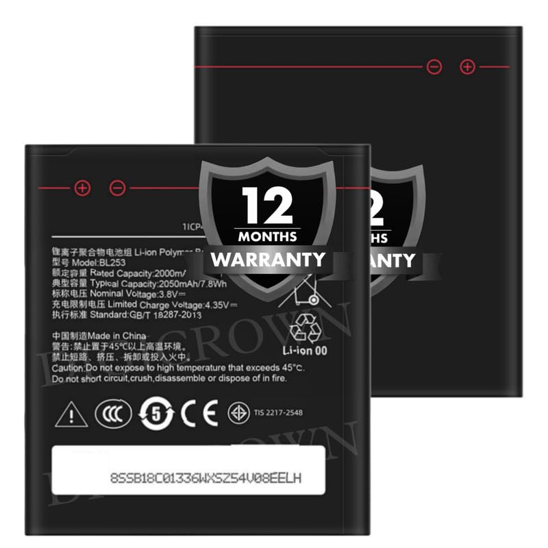 Image of Original BL253 Battery Compatible for Lenovo A1000 / A2010 - (2000mAh) - 1 Year Warranty