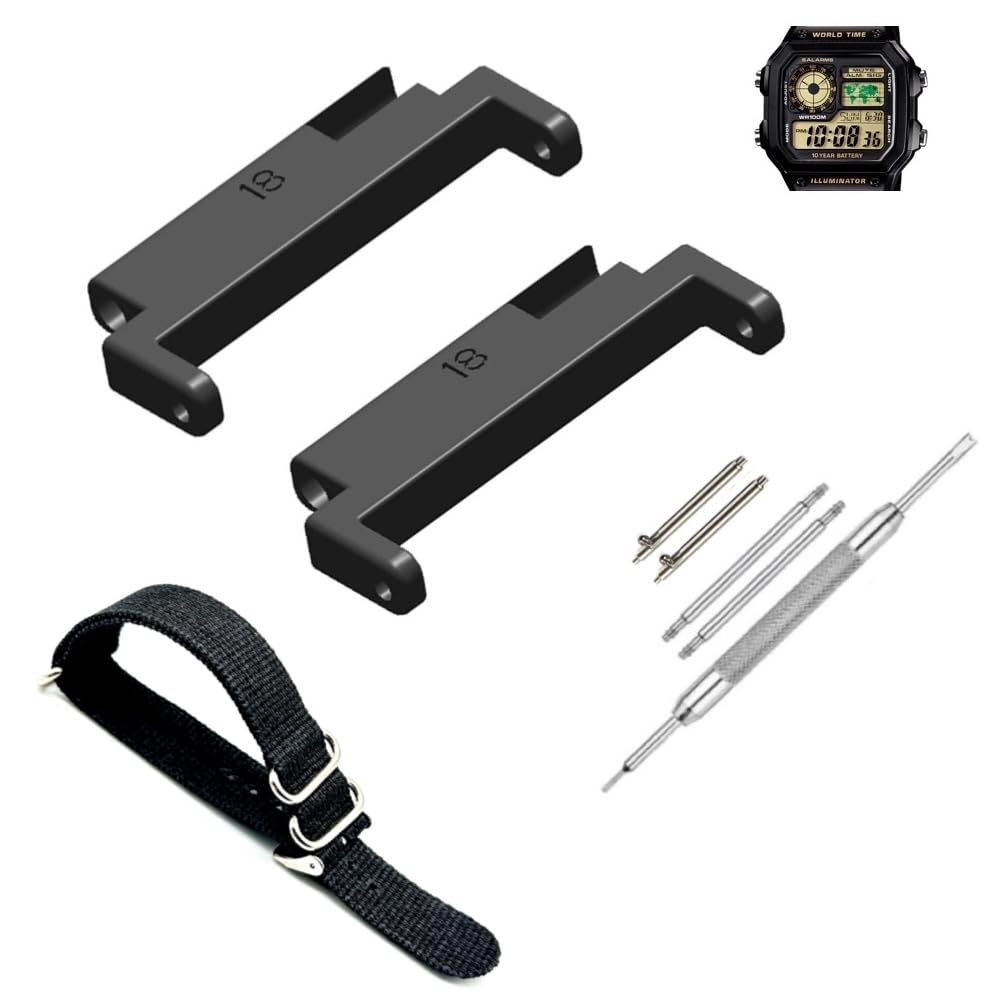 18mm to 22mm Adaptor (Connector) Specially Compatible With CASIO Royale ae1200, DW-291H, F-91W, F91W, AE-1400wh, A168WA, SGW-300, W-218H, AE-1000w, A158wa with Tool and Pins-picture-29