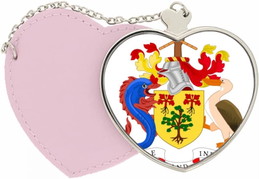 Bridgetown Barbados National Emblem Mirror Travel Purse Makeup Heart Pink