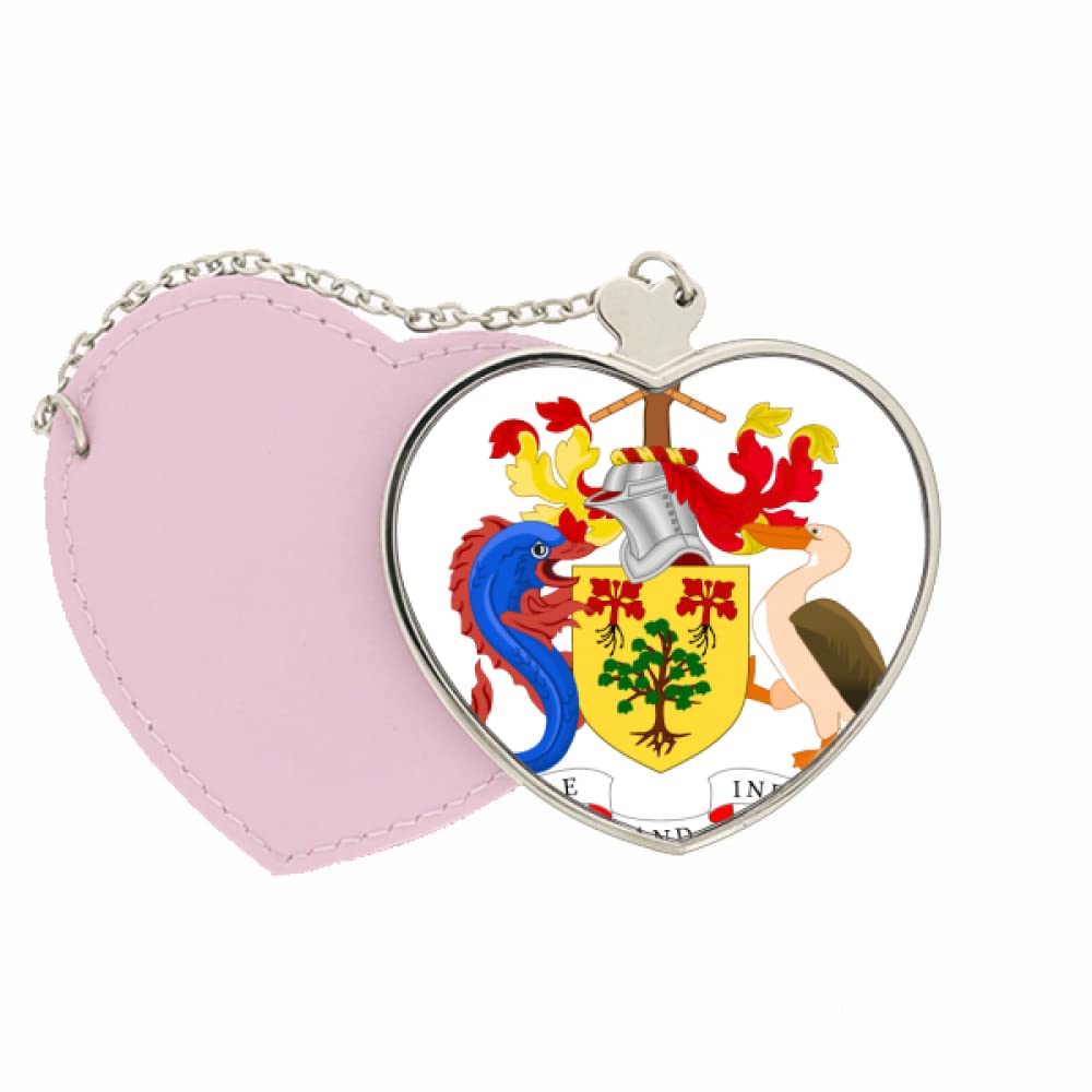 Bridgetown Barbados National Emblem Mirror Travel Purse Makeup Heart Pink