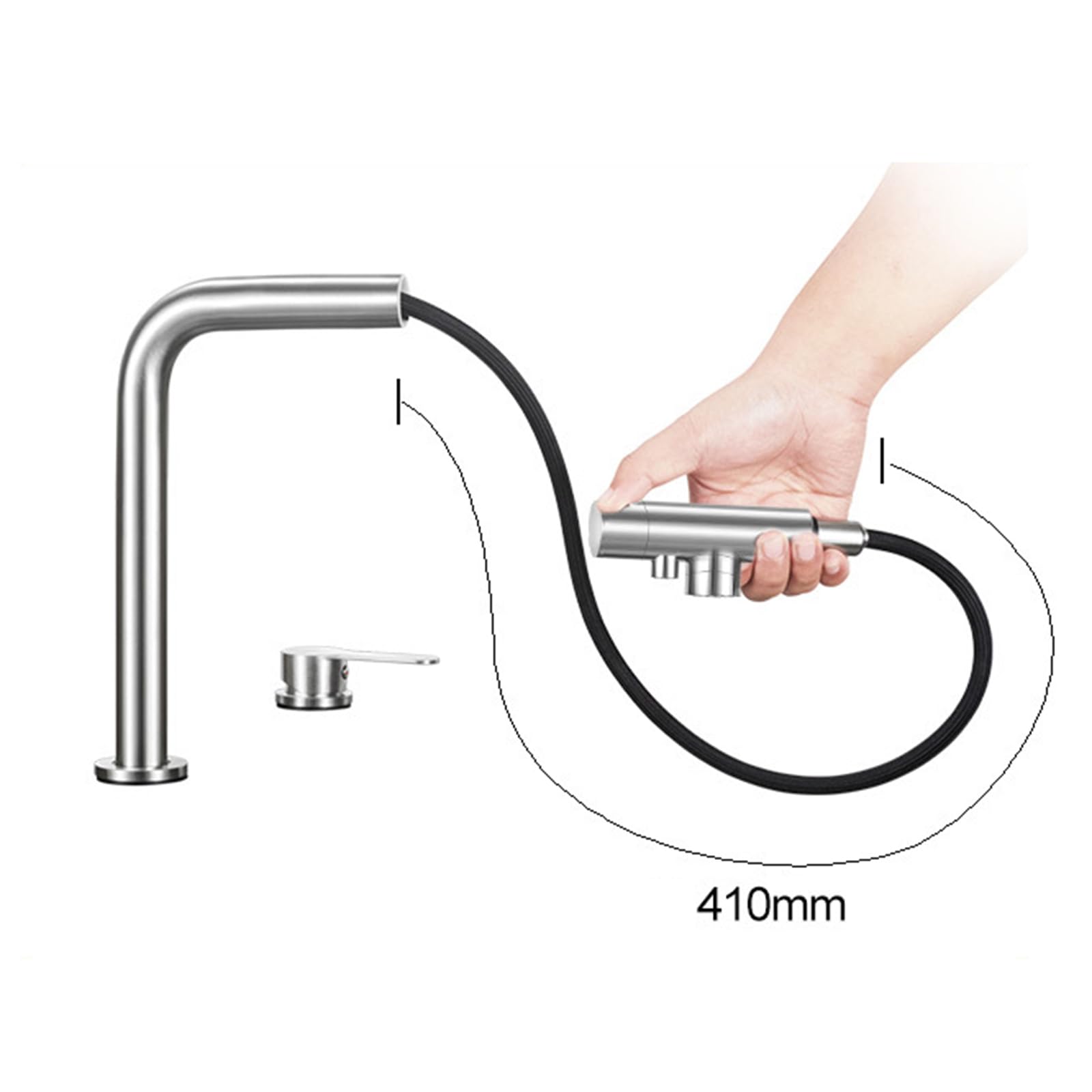 XJTNLB Rubinetto a Tre Vie Cucina Rubinetto Cucina Sottofinestra Miscelatore Cucina Monocomando Lavello Rubinetto Doppio Beccucci, Spazzolato