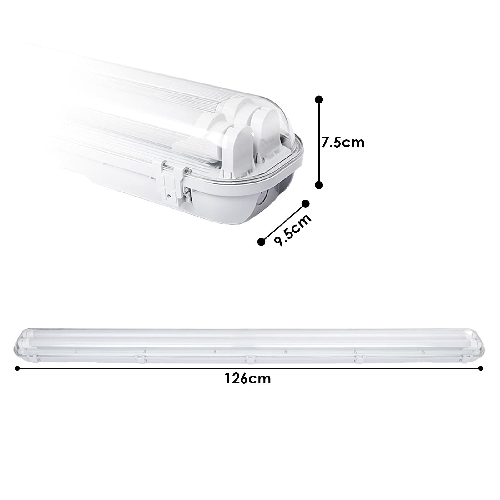 Sonnewelt Reglette LED garage 120 cm illuminazione impermeabile 6 unità 18 W 3600 LM IP65 2 x T8 tubo Reglette Led impermeabile, bianco freddo 6000 K garage officina plafoniera per officina, sotto