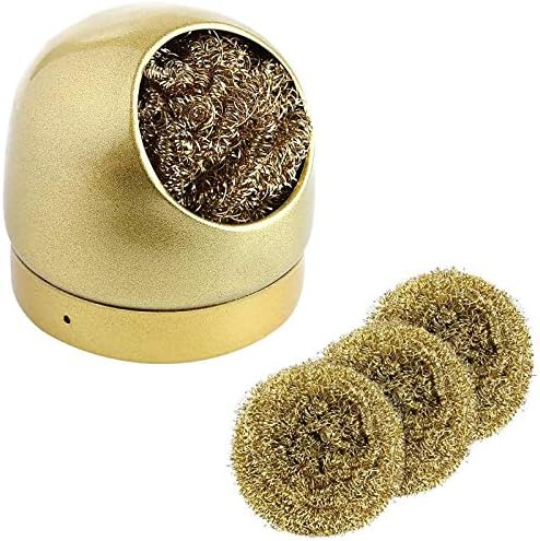Soldering Iron Tip Cleaner and 3 Pack Brass Ball Wire-type with Holder By WYCTIN