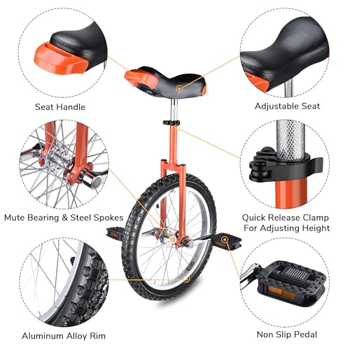 aw 16182024 inch wheel outdoor unicycle adjustable seat exercise bicycle fit adults kids outdoor sports fitness exercise for choice