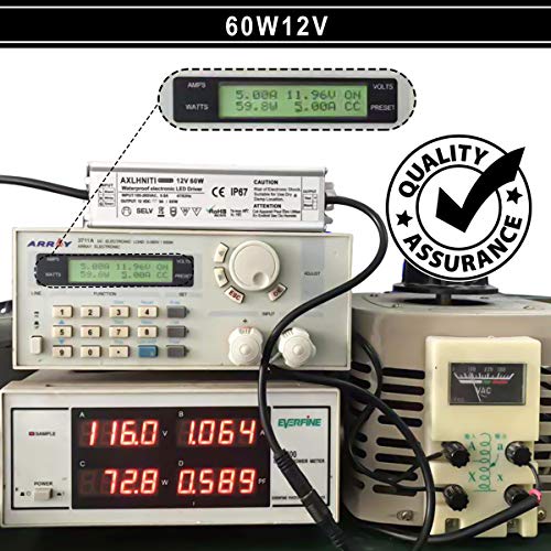 Image of LED Driver 60W 12V DC Low Voltage Output, Waterproof IP67 LED Power Supply,LED Transformer with 3-Prong Plug 3.3 Feet Cable for LED Light, Computer Project, Outdoor Light