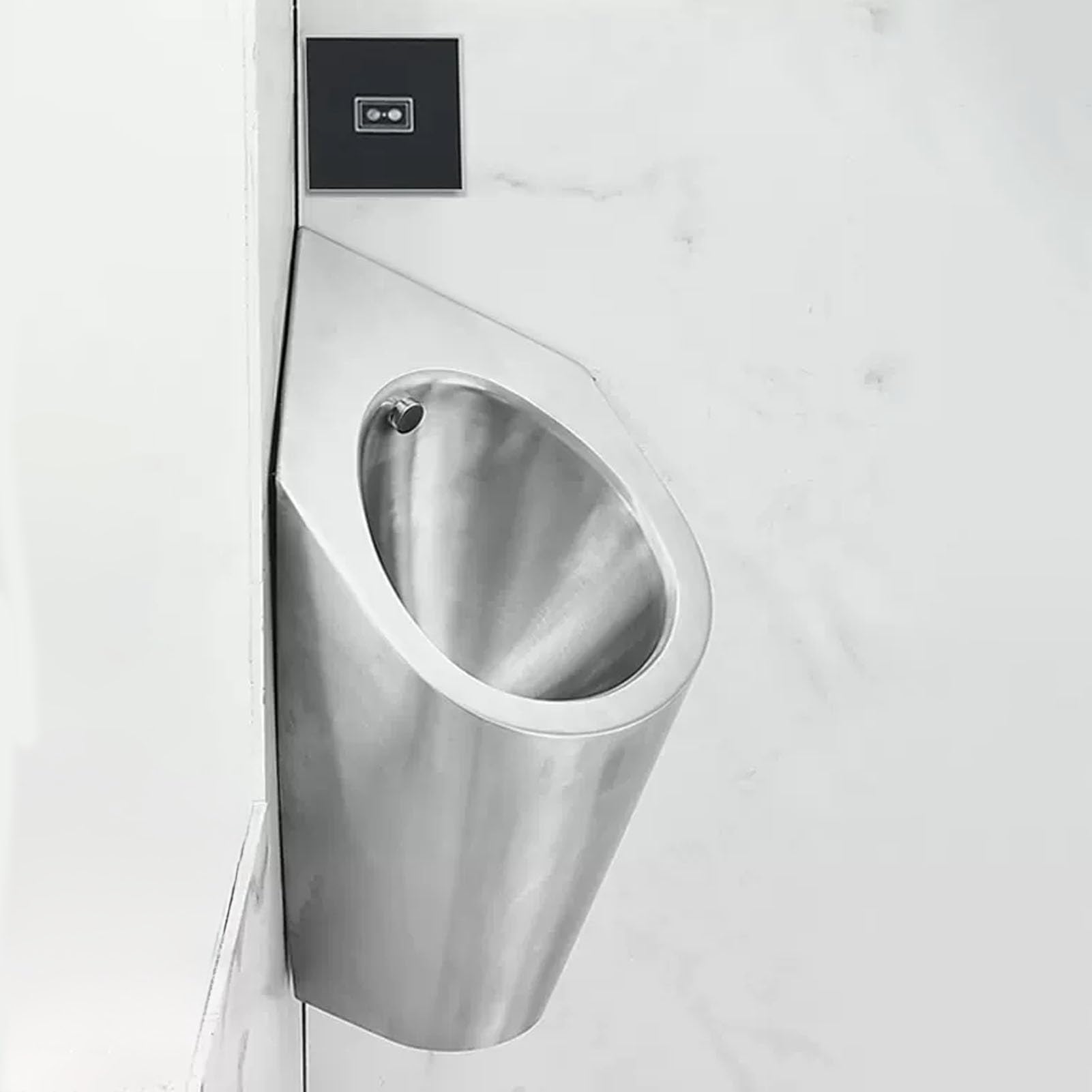 OTQEFTN 304 Stainless Steel Urinal, Wall Mounted Corner Urinals with Sensor Flush Valve, Non-Contact Automatic Sensor Urinal, Splash Public Toilet with Hose