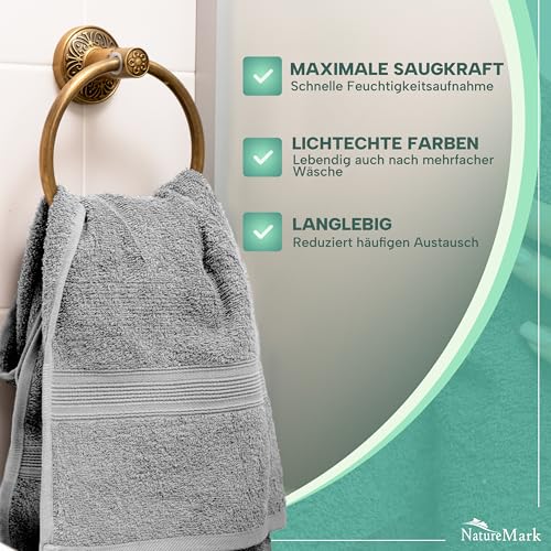 NatureMark 8 Handtücher Set - 100% Baumwolle - Saugfähige und langlebige Handtücher, Größe 50×100 cm, Silbergrau