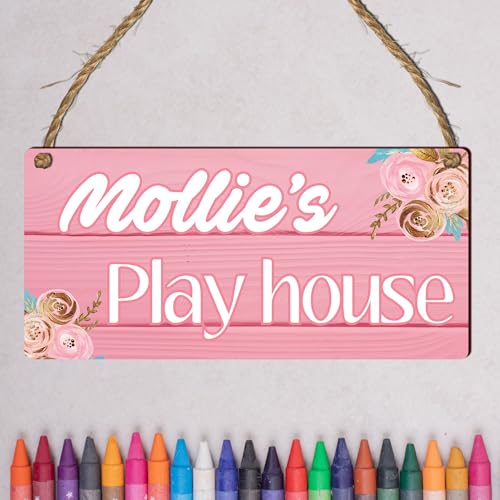 Personalised "Playhouse" Plaque – Customisable Children's Playhouse Sign for Indoor or Outdoor Use – for Kids' Playrooms or Garden Playhouses (Pink, Mdf Wood Indoor Use Only) - Image 2